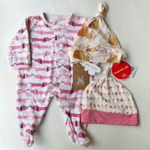 Magmetic Me Dachshund Dog Print One Piece and 2 Hats